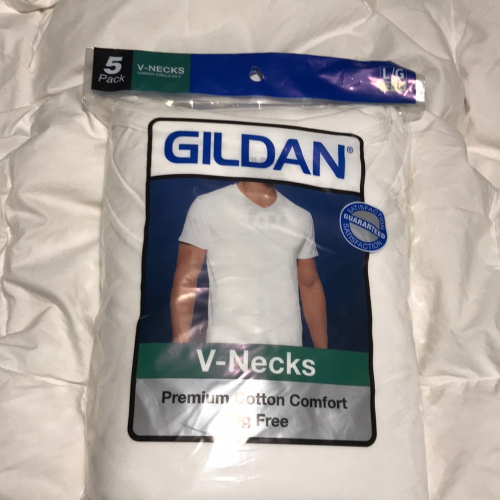 Men's 5-Pack V-Neck T-Shirt, White, Large